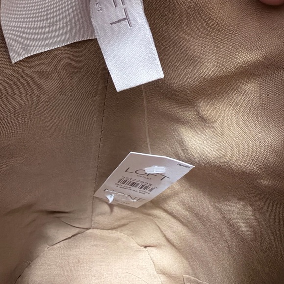 LOFT Woven Tan Tote with Red and Cream Pom Pom Accents - Picture 10 of 10